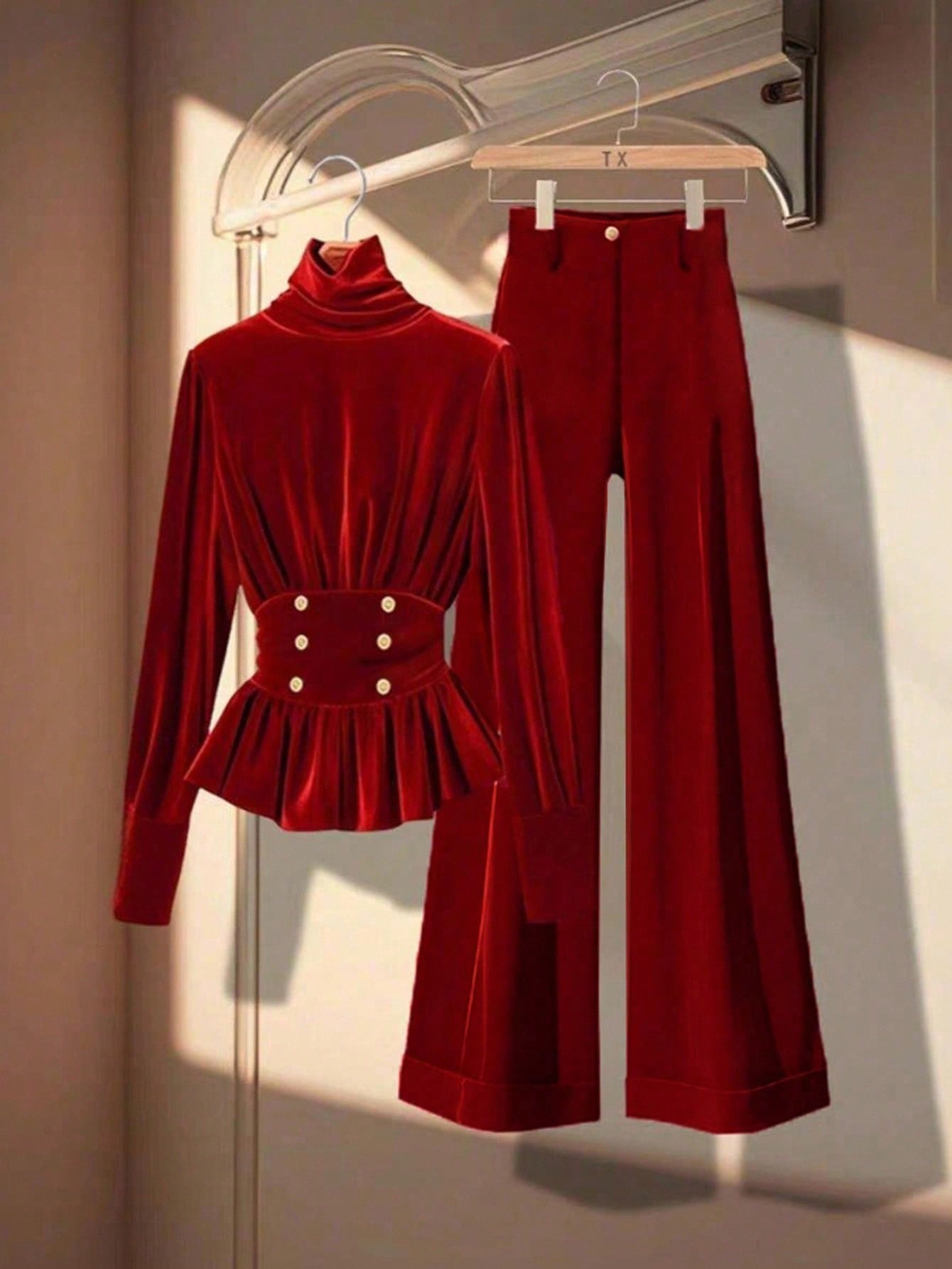 Wine & Beer Tours Of Nova Scotia - Women's Velvet High Neck Peplum Top