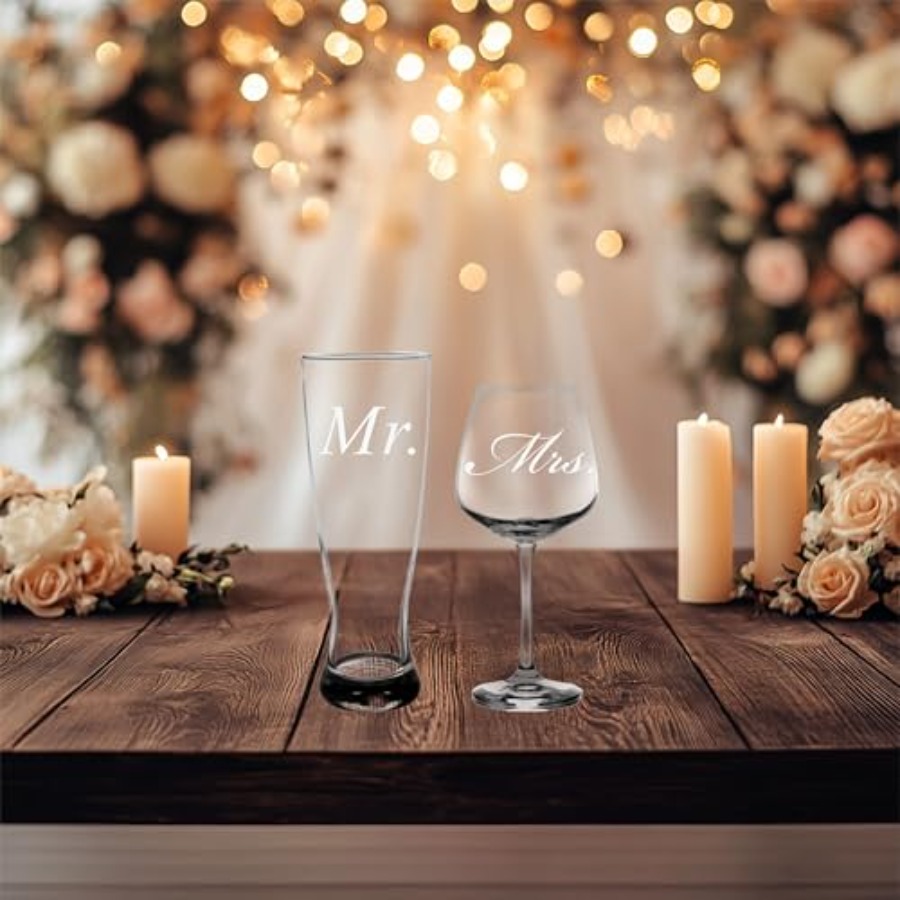 Mr. and Mrs. Wedding Couple Gl - Wine Beer Glass Set recension och pris