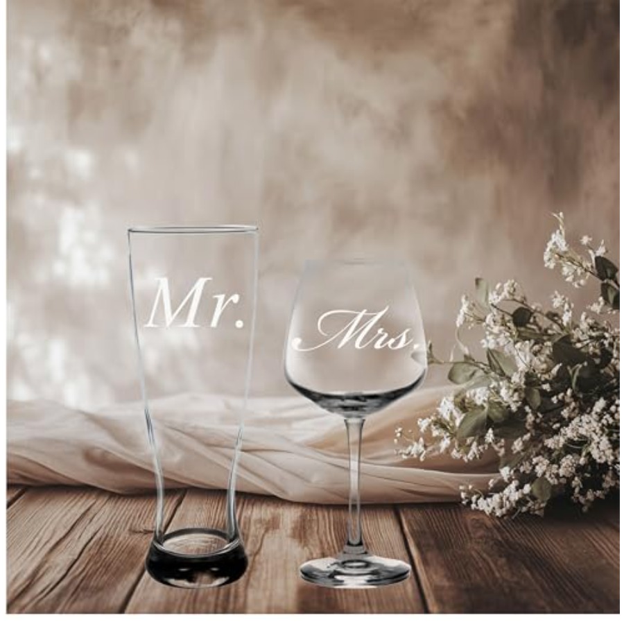 Mr. and Mrs. Wedding Couple Gl - Wine Beer Glass Set recension och pris