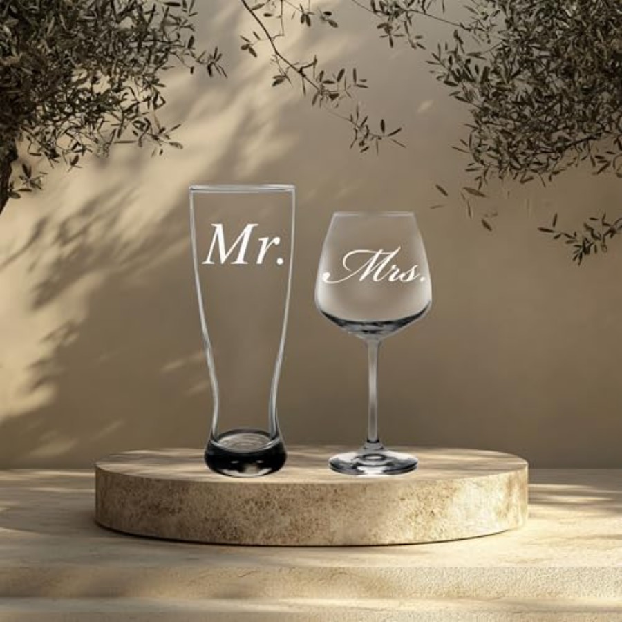 Mr. and Mrs. Wedding Couple Gl - Wine Beer Glass Set recension och pris