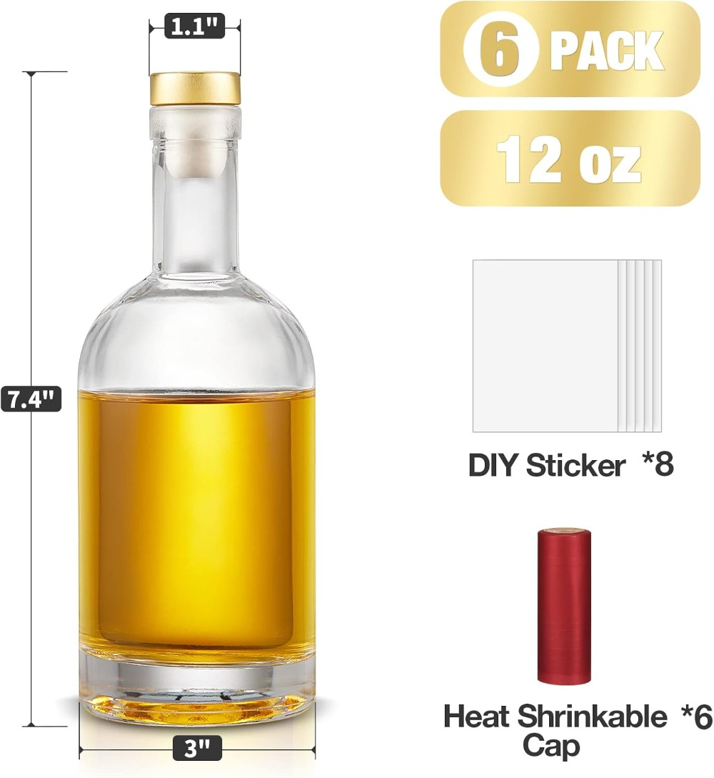 Set of 6 Glass Bottles, 12 oz  - Wine Beer Glass Set recension och pris