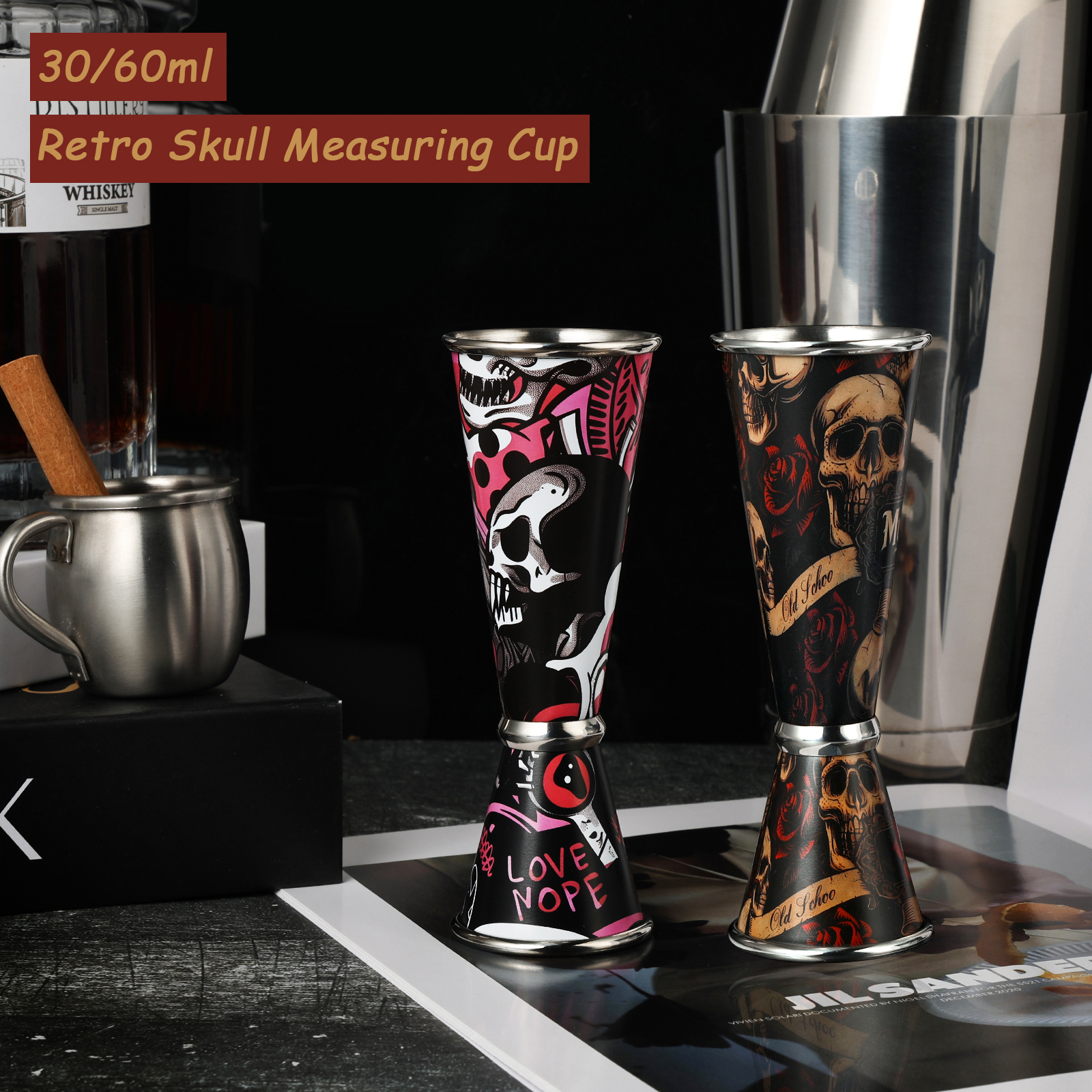 30/60ml Retro Skull Cocktail W - Spirit Measure Jigger recension och pris