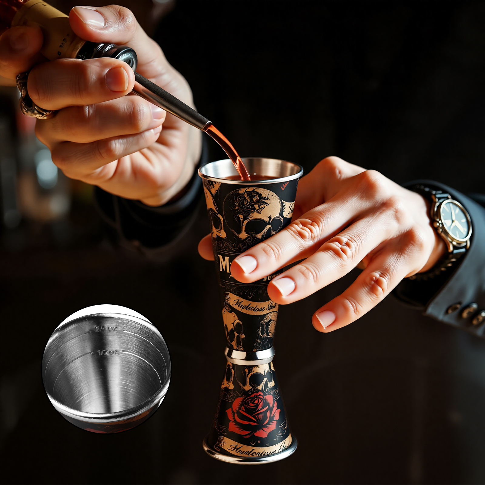 30/60ml Retro Skull Cocktail W - Spirit Measure Jigger recension och pris